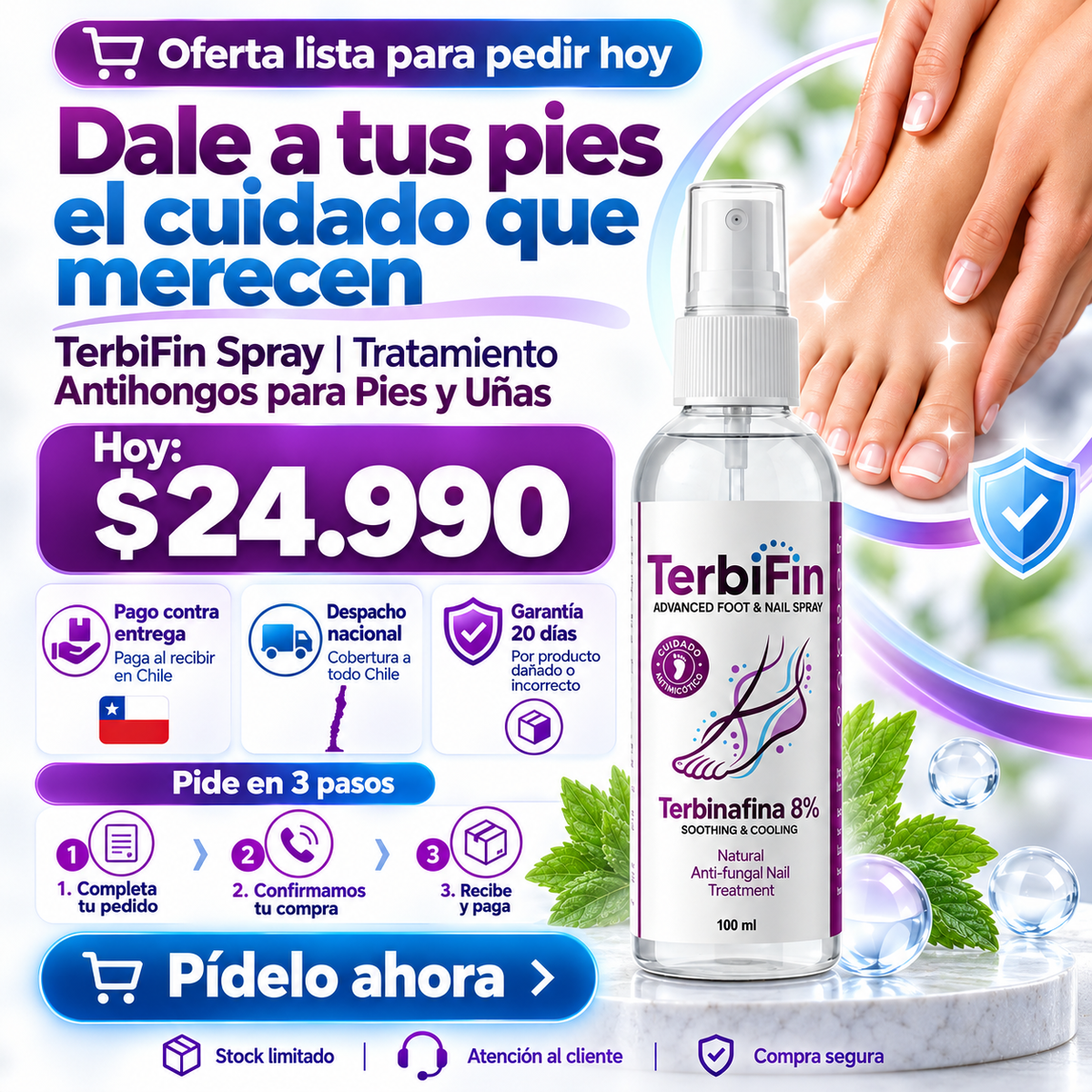Terbifin Spray | Tratamiento Antihongos para Pies y Uñas – Cuidado Antimicótico