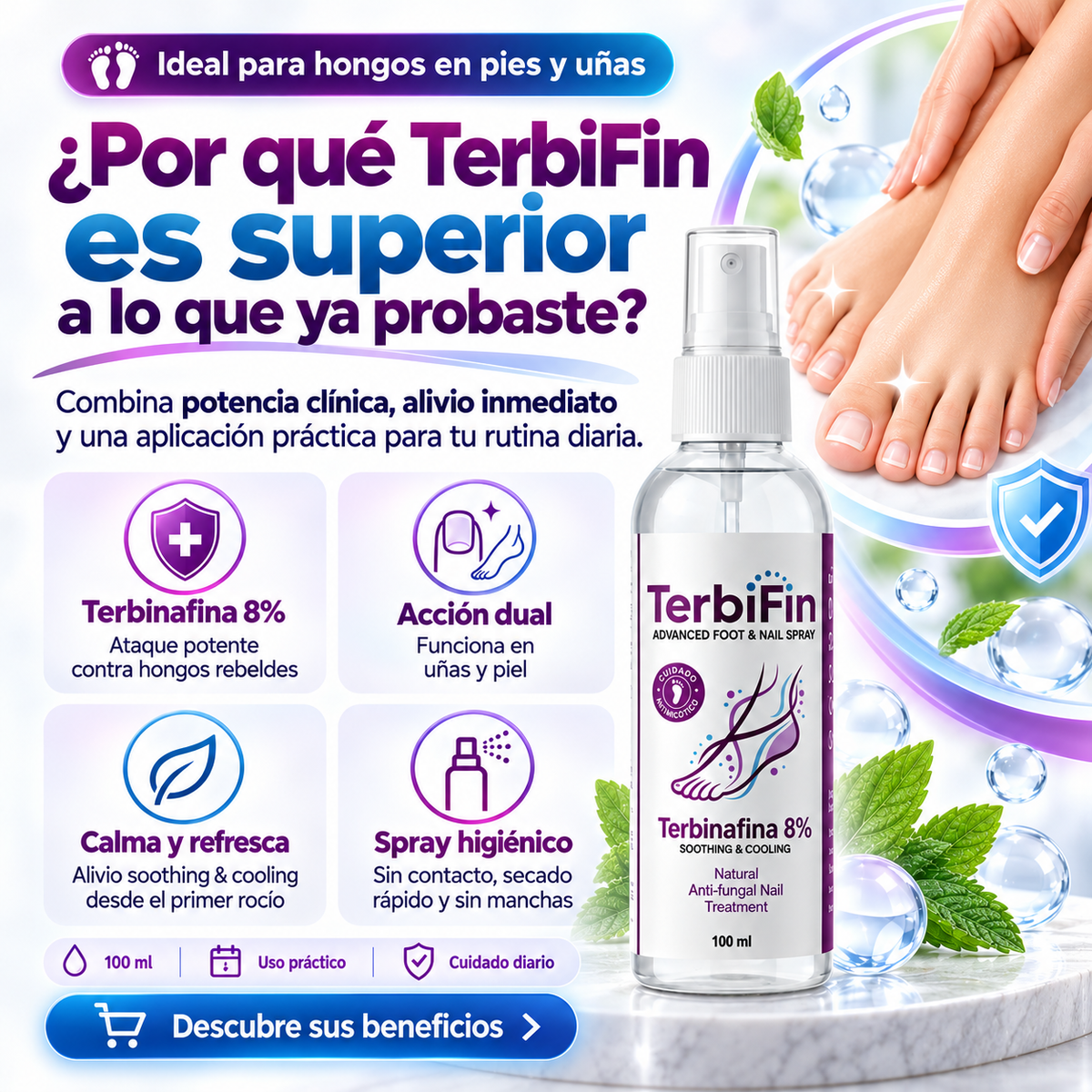 Terbifin Spray  | Tratamiento Antihongos para Pies y Uñas – Cuidado Antimicótico
