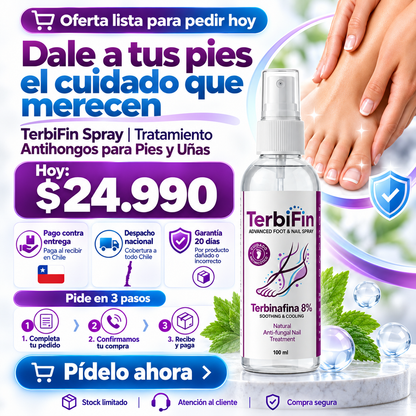 Terbifin Spray  | Tratamiento Antihongos para Pies y Uñas – Cuidado Antimicótico